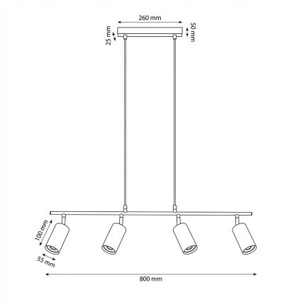 Brilagi - Κρεμαστό φωτιστικό με καλώδιο SELE 4xGU10/30W/230V μπεζ