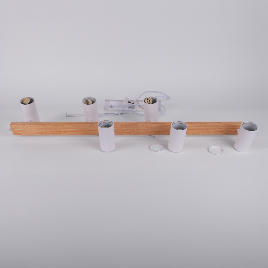 Brilagi - Κρεμαστό φωτιστικό με καλώδιο SELE 6xGU10/30W/230V λευκό/φινίρισμα δρυός