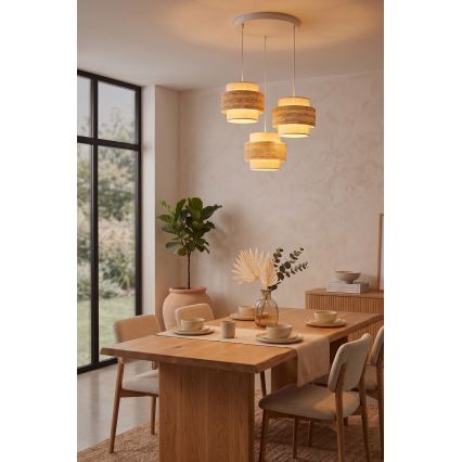 Brilagi - Κρεμαστό φωτιστικό με καλώδιο SPACE 3xE27/60W/230V διάμ. 40 εκ. μπεζ/κρεμ