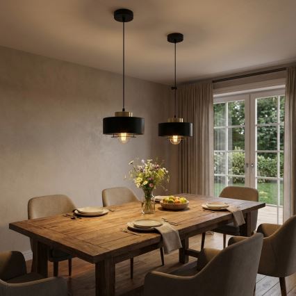 Brilagi - Κρεμαστό φωτιστικό με καλώδιο SPRING 1xE27/60W/230V Ø 20 cm μαύρο/χρυσό