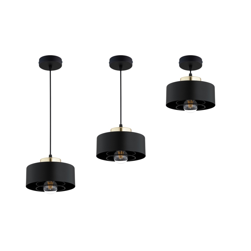 Brilagi - Κρεμαστό φωτιστικό με καλώδιο SPRING 1xE27/60W/230V Ø 20 cm μαύρο/χρυσό