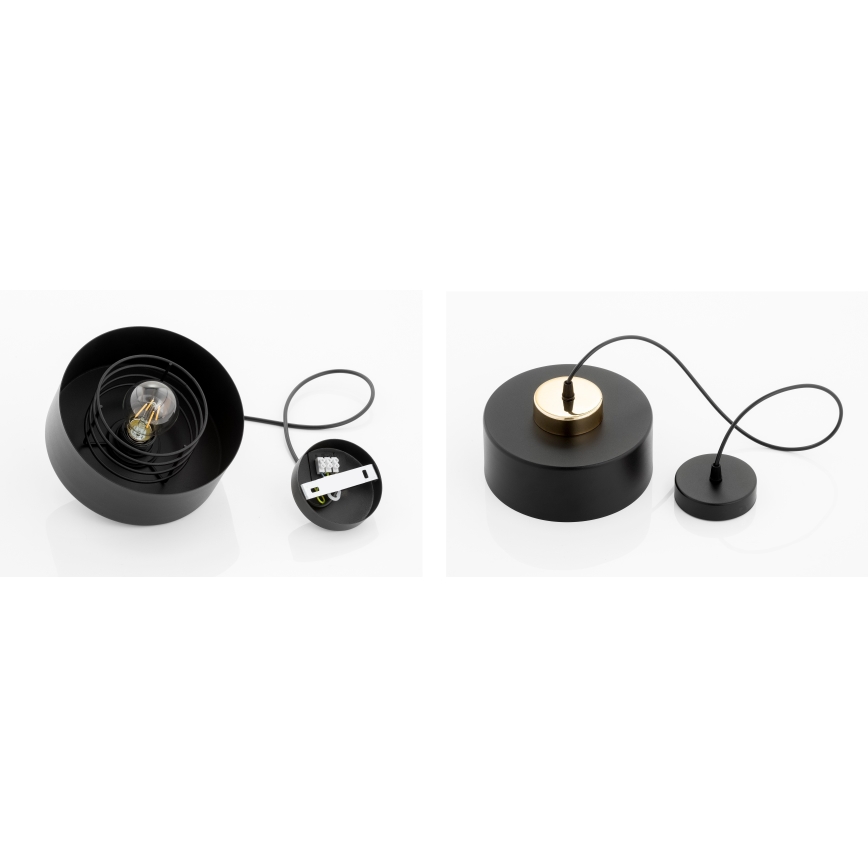 Brilagi - Κρεμαστό φωτιστικό με καλώδιο SPRING 1xE27/60W/230V Ø 20 cm μαύρο/χρυσό