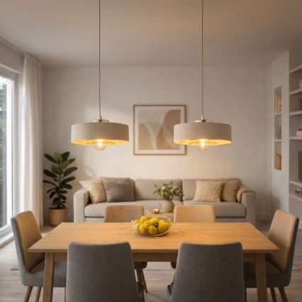 Brilagi - Κρεμαστό φωτιστικό με καλώδιο SPRING 1xE27/60W/230V Ø 30 cm μπεζ/χρυσό