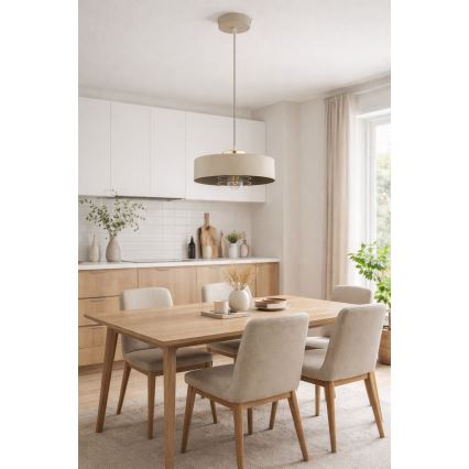 Brilagi - Κρεμαστό φωτιστικό με καλώδιο SPRING 1xE27/60W/230V Ø 30 cm μπεζ/χρυσό