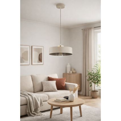 Brilagi - Κρεμαστό φωτιστικό με καλώδιο SPRING 1xE27/60W/230V Ø 30 cm μπεζ/χρυσό