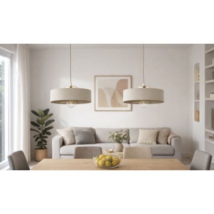 Brilagi - Κρεμαστό φωτιστικό με καλώδιο SPRING 1xE27/60W/230V Ø 30 cm μπεζ/χρυσό