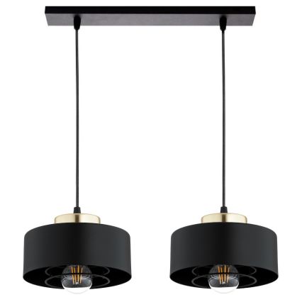 Brilagi - Κρεμαστό φωτιστικό με καλώδιο SPRING 2xE27/60W/230V μαύρο/χρυσό