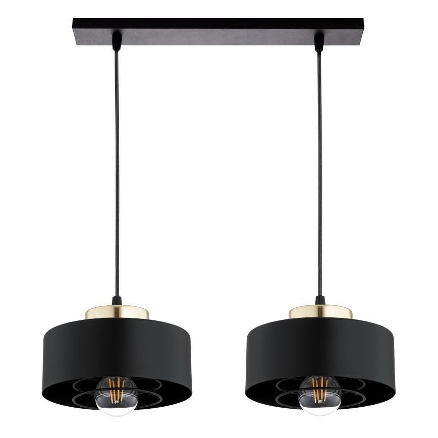 Brilagi - Κρεμαστό φωτιστικό με καλώδιο SPRING 2xE27/60W/230V μαύρο/χρυσό