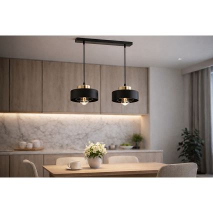 Brilagi - Κρεμαστό φωτιστικό με καλώδιο SPRING 2xE27/60W/230V μαύρο/χρυσό