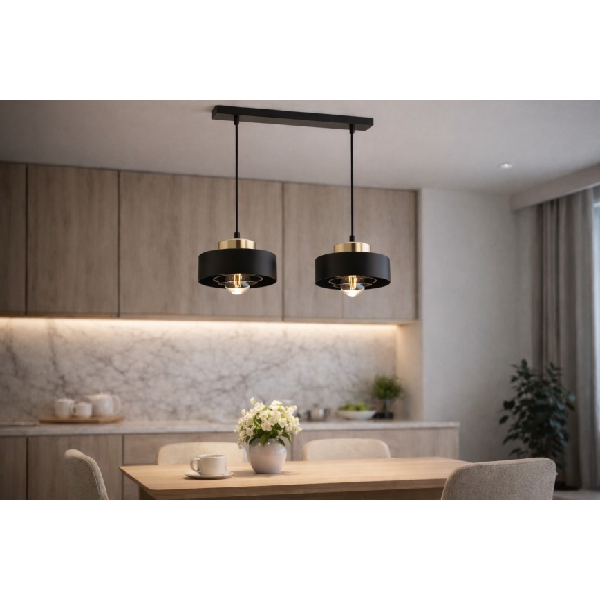 Brilagi - Κρεμαστό φωτιστικό με καλώδιο SPRING 2xE27/60W/230V μαύρο/χρυσό