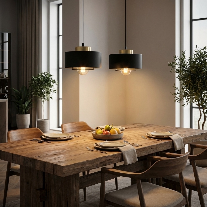 Brilagi - Κρεμαστό φωτιστικό με καλώδιο SPRING 2xE27/60W/230V μαύρο/χρυσό