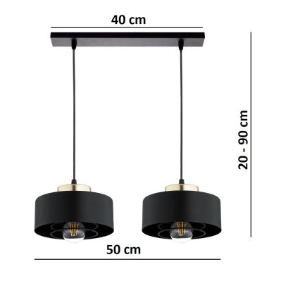 Brilagi - Κρεμαστό φωτιστικό με καλώδιο SPRING 2xE27/60W/230V μαύρο/χρυσό