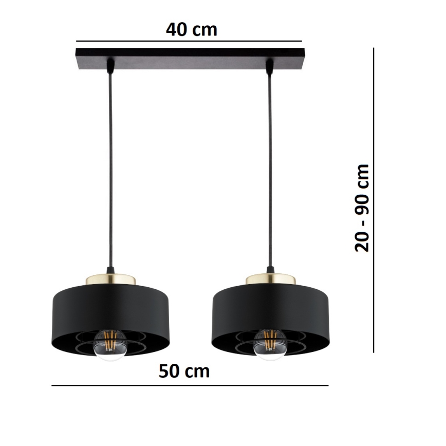 Brilagi - Κρεμαστό φωτιστικό με καλώδιο SPRING 2xE27/60W/230V μαύρο/χρυσό