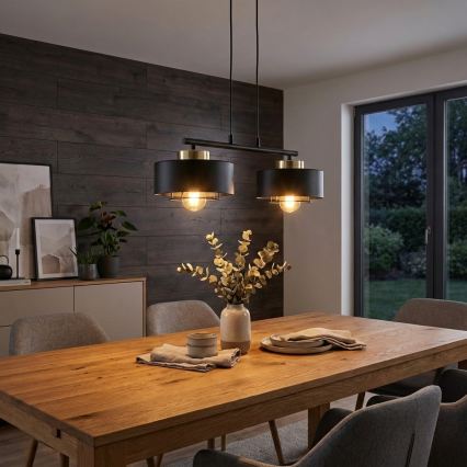 Brilagi - Κρεμαστό φωτιστικό με καλώδιο SPRING 2xE27/60W/230V μαύρο/χρυσό