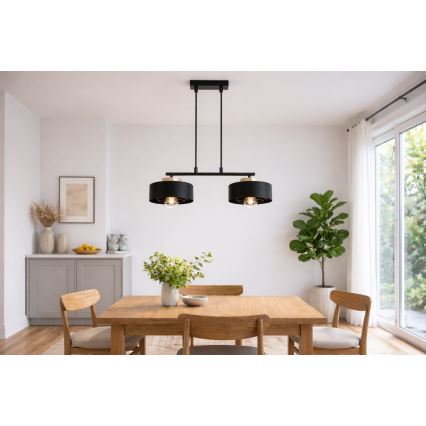 Brilagi - Κρεμαστό φωτιστικό με καλώδιο SPRING 2xE27/60W/230V μαύρο/χρυσό