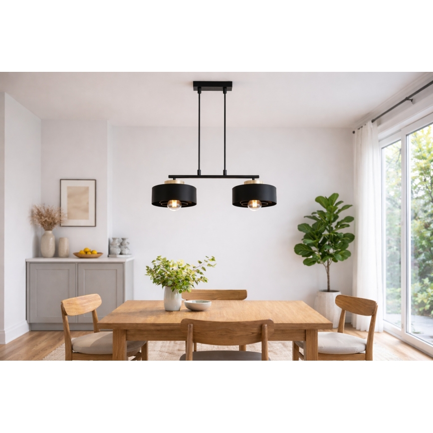 Brilagi - Κρεμαστό φωτιστικό με καλώδιο SPRING 2xE27/60W/230V μαύρο/χρυσό
