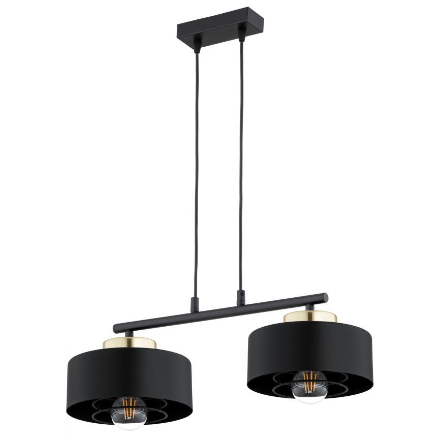 Brilagi - Κρεμαστό φωτιστικό με καλώδιο SPRING 2xE27/60W/230V μαύρο/χρυσό