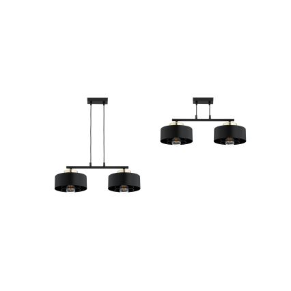 Brilagi - Κρεμαστό φωτιστικό με καλώδιο SPRING 2xE27/60W/230V μαύρο/χρυσό