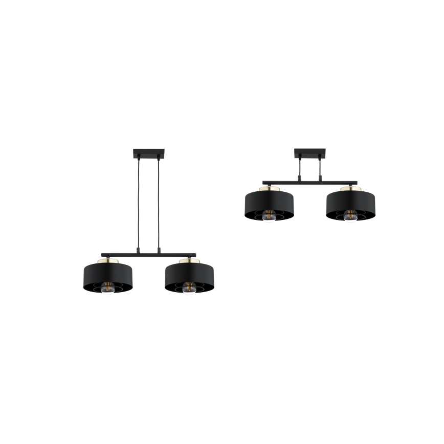 Brilagi - Κρεμαστό φωτιστικό με καλώδιο SPRING 2xE27/60W/230V μαύρο/χρυσό