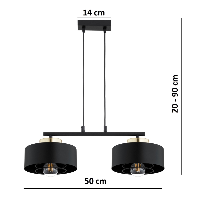 Brilagi - Κρεμαστό φωτιστικό με καλώδιο SPRING 2xE27/60W/230V μαύρο/χρυσό