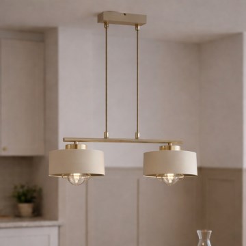 Brilagi - Κρεμαστό φωτιστικό με καλώδιο SPRING 2xE27/60W/230V μπεζ/χρυσό