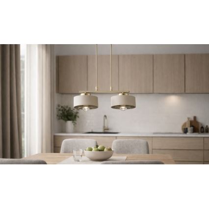 Brilagi - Κρεμαστό φωτιστικό με καλώδιο SPRING 2xE27/60W/230V μπεζ/χρυσό