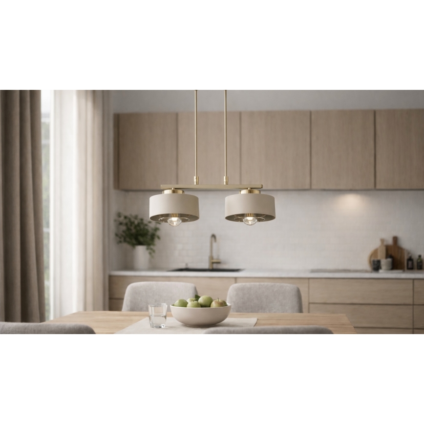 Brilagi - Κρεμαστό φωτιστικό με καλώδιο SPRING 2xE27/60W/230V μπεζ/χρυσό