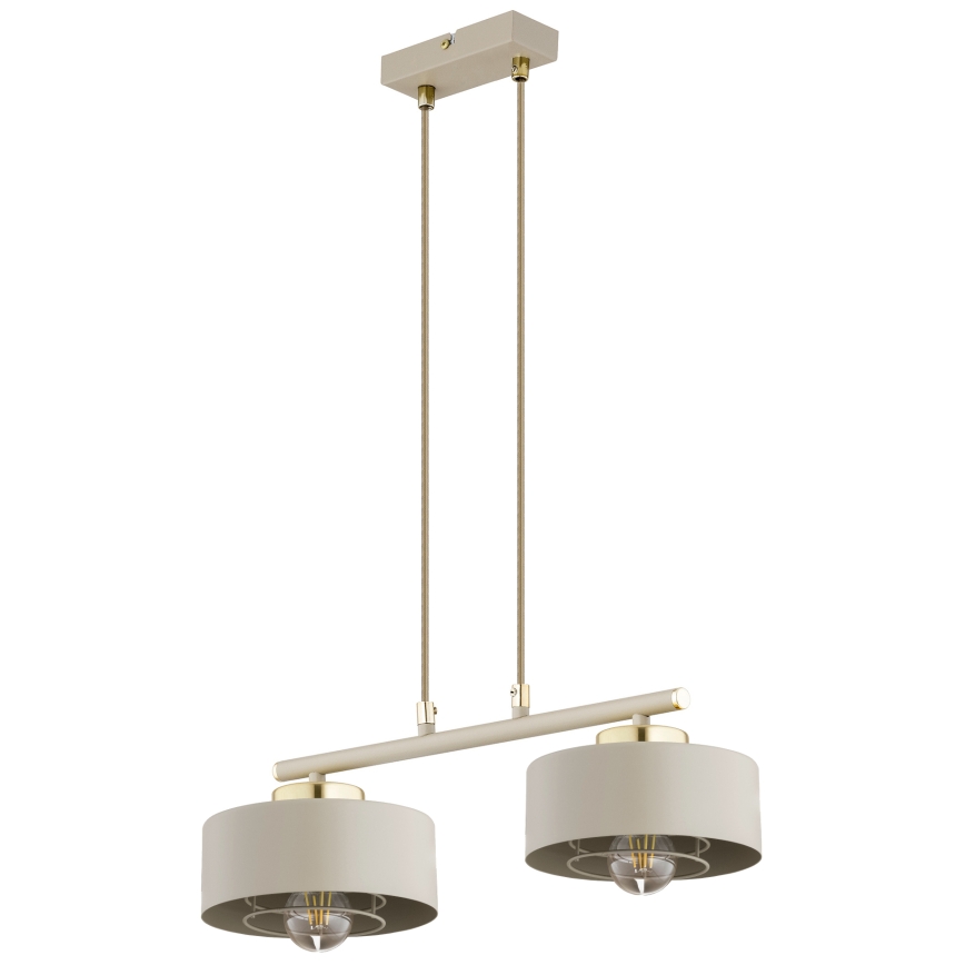 Brilagi - Κρεμαστό φωτιστικό με καλώδιο SPRING 2xE27/60W/230V μπεζ/χρυσό