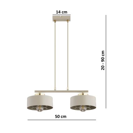 Brilagi - Κρεμαστό φωτιστικό με καλώδιο SPRING 2xE27/60W/230V μπεζ/χρυσό