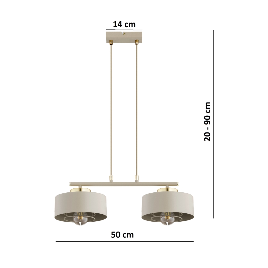 Brilagi - Κρεμαστό φωτιστικό με καλώδιο SPRING 2xE27/60W/230V μπεζ/χρυσό