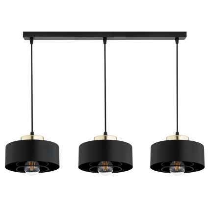 Brilagi - Κρεμαστό φωτιστικό με καλώδιο SPRING 3xE27/60W/230V μαύρο/χρυσό