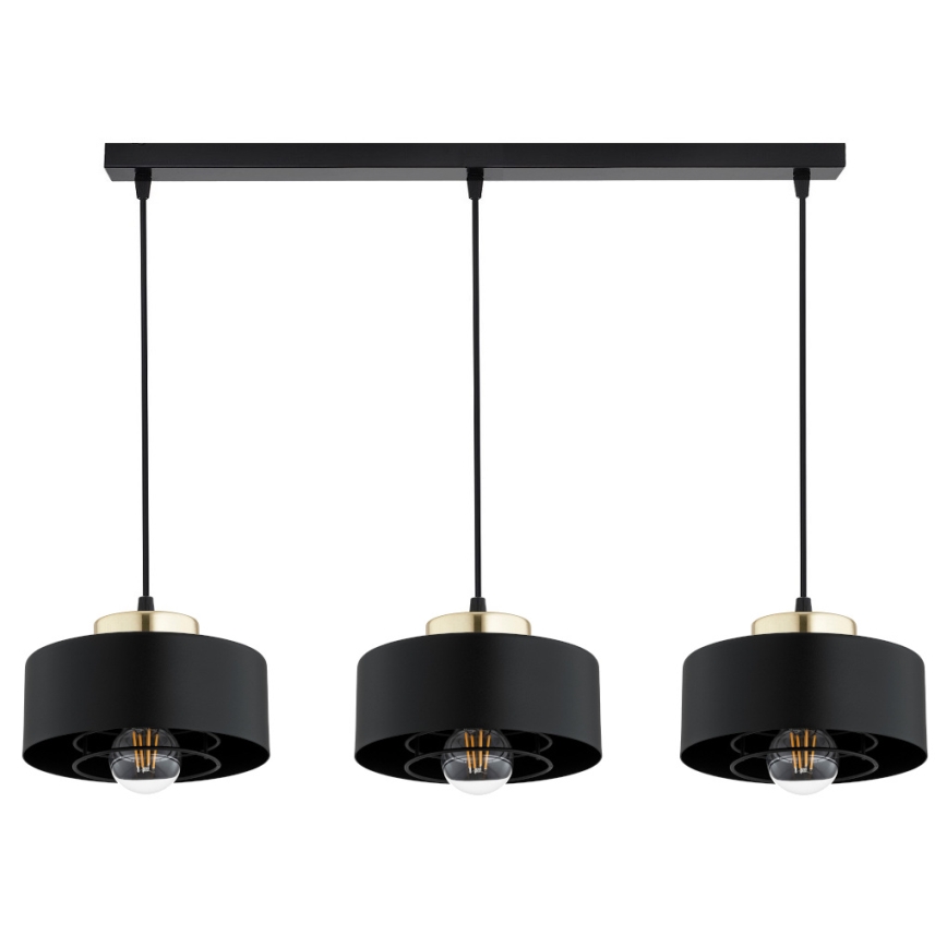 Brilagi - Κρεμαστό φωτιστικό με καλώδιο SPRING 3xE27/60W/230V μαύρο/χρυσό