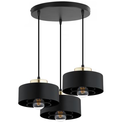 Brilagi - Κρεμαστό φωτιστικό με καλώδιο SPRING 3xE27/60W/230V μαύρο/χρυσό