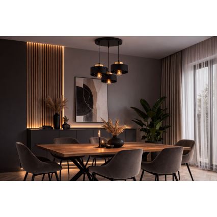 Brilagi - Κρεμαστό φωτιστικό με καλώδιο SPRING 3xE27/60W/230V μαύρο/χρυσό