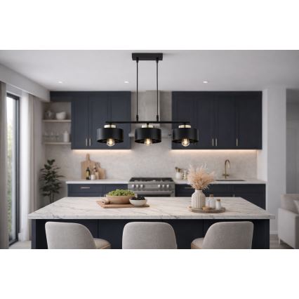 Brilagi - Κρεμαστό φωτιστικό με καλώδιο SPRING 3xE27/60W/230V μαύρο/χρυσό