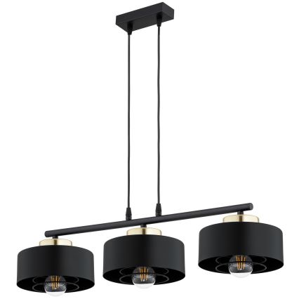 Brilagi - Κρεμαστό φωτιστικό με καλώδιο SPRING 3xE27/60W/230V μαύρο/χρυσό