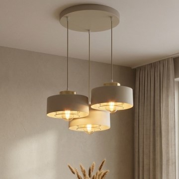 Brilagi - Κρεμαστό φωτιστικό με καλώδιο SPRING 3xE27/60W/230V μπεζ/χρυσό