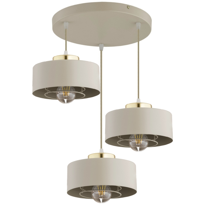 Brilagi - Κρεμαστό φωτιστικό με καλώδιο SPRING 3xE27/60W/230V μπεζ/χρυσό
