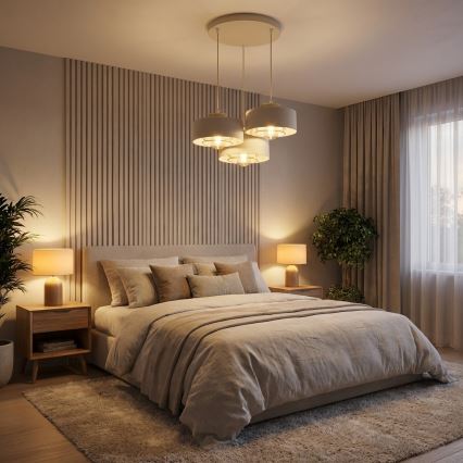 Brilagi - Κρεμαστό φωτιστικό με καλώδιο SPRING 3xE27/60W/230V μπεζ/χρυσό