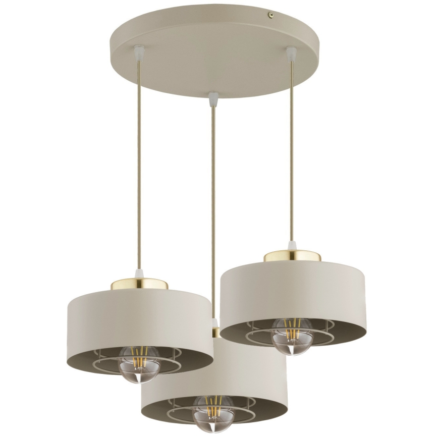 Brilagi - Κρεμαστό φωτιστικό με καλώδιο SPRING 3xE27/60W/230V μπεζ/χρυσό