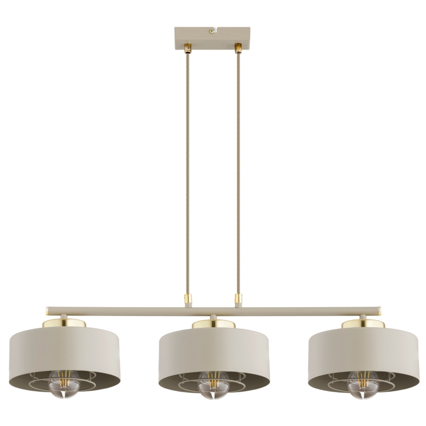 Brilagi - Κρεμαστό φωτιστικό με καλώδιο SPRING 3xE27/60W/230V μπεζ/χρυσό