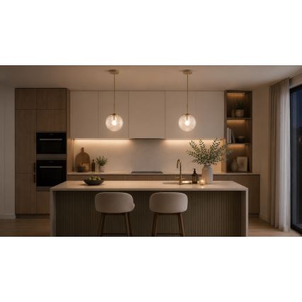 Brilagi - Κρεμαστό φωτιστικό με καλώδιο STELLA 1xE27/60W/230V Ø 15 cm μπεζ/χρυσό