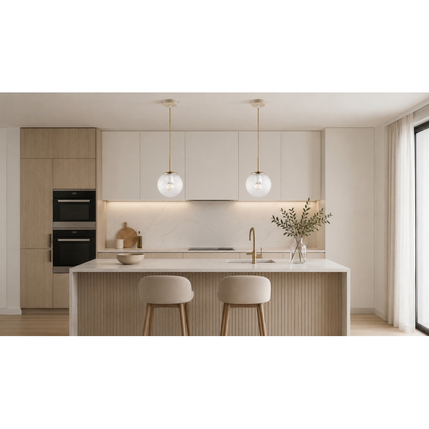 Brilagi - Κρεμαστό φωτιστικό με καλώδιο STELLA 1xE27/60W/230V Ø 15 cm μπεζ/χρυσό