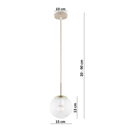 Brilagi - Κρεμαστό φωτιστικό με καλώδιο STELLA 1xE27/60W/230V Ø 15 cm μπεζ/χρυσό