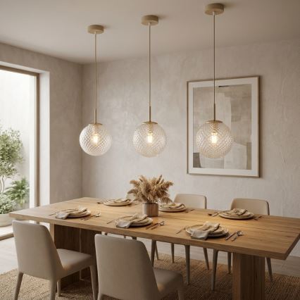 Brilagi - Κρεμαστό φωτιστικό με καλώδιο STELLA, 1xE27/60W/230V, διάμ. 18 cm, μπεζ/χρυσό