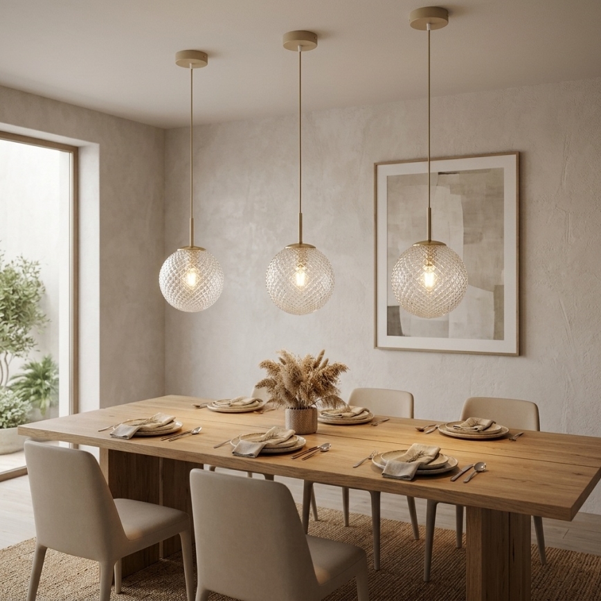 Brilagi - Κρεμαστό φωτιστικό με καλώδιο STELLA, 1xE27/60W/230V, διάμ. 18 cm, μπεζ/χρυσό