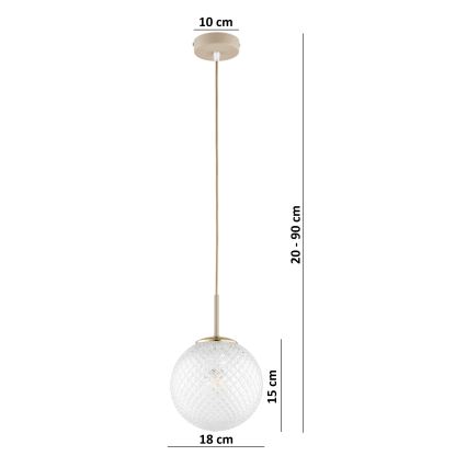 Brilagi - Κρεμαστό φωτιστικό με καλώδιο STELLA, 1xE27/60W/230V, διάμ. 18 cm, μπεζ/χρυσό