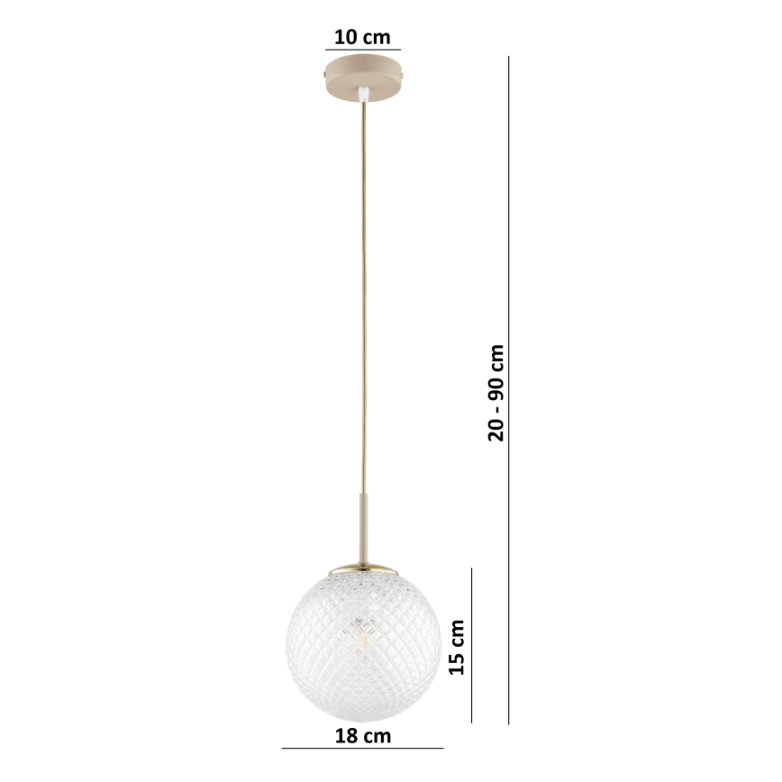Brilagi - Κρεμαστό φωτιστικό με καλώδιο STELLA, 1xE27/60W/230V, διάμ. 18 cm, μπεζ/χρυσό
