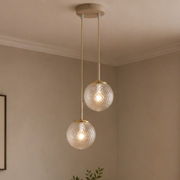 Brilagi - Κρεμαστό φωτιστικό με καλώδιο STELLA 2xE27/60W/230V μπεζ/χρυσό
