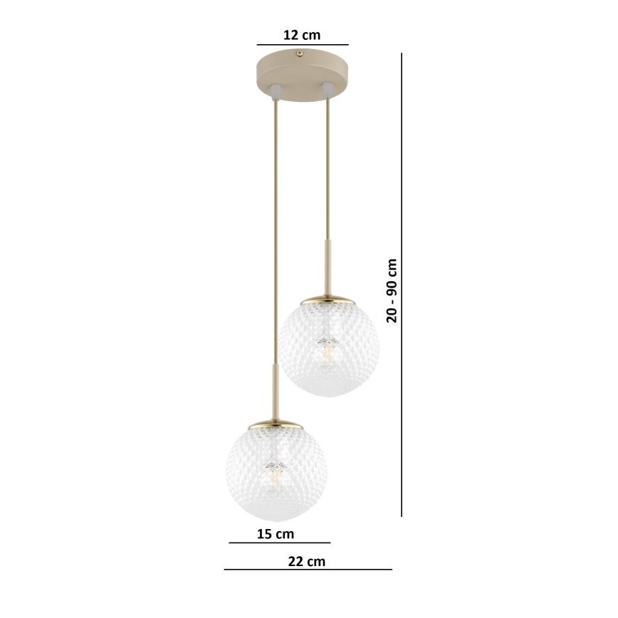 Brilagi - Κρεμαστό φωτιστικό με καλώδιο STELLA 2xE27/60W/230V μπεζ/χρυσό